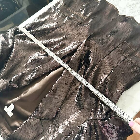 Chico's Size 3 Shining Tux Sheron Jacket Women's Size XL Brown Sequin & Satin - Picture 10 of 12